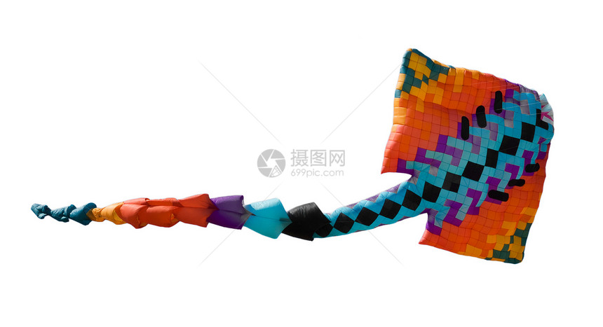 色彩多彩的风筝尾巴白色飞行射线滑冰玩具图片
