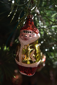 圣诞节装饰矮人金子精灵玻璃背景图片