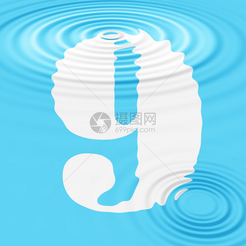 蓝色水中的数码化 稀有插图曲线白色漩涡波纹风暴液体天气海浪溪流图片