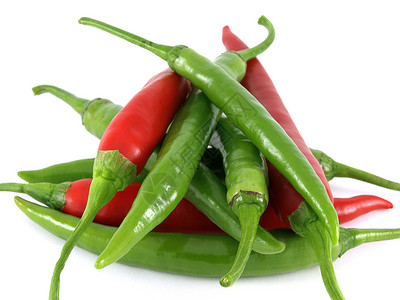 红色和绿色热辣辣椒背景图片