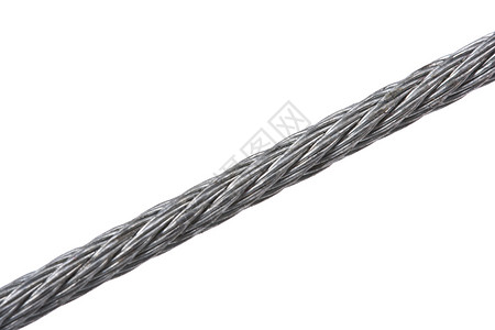 白上孤立的钢铁吊臂缆绳钢缆绳索金属钢丝绳白色高清图片