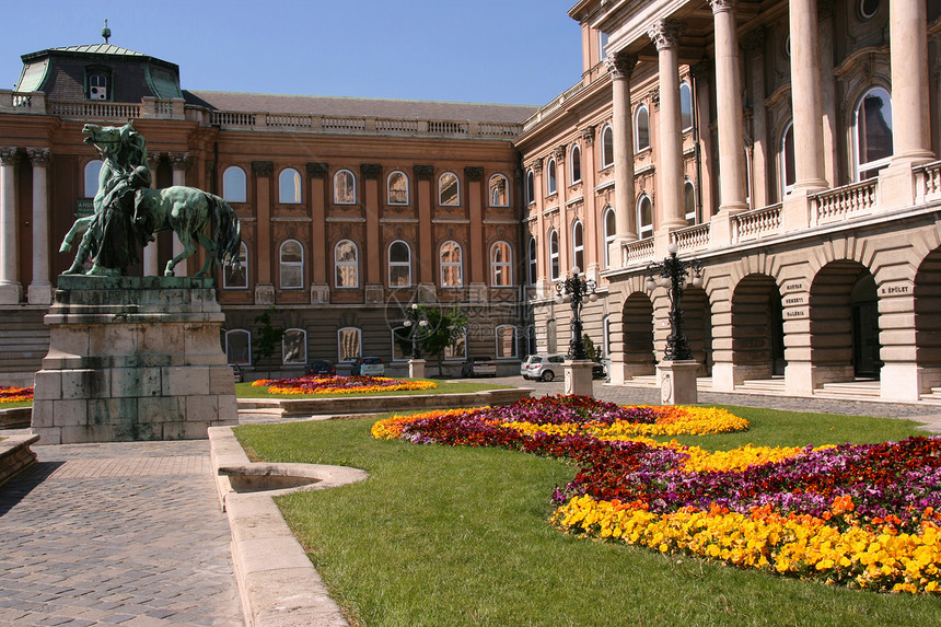 布达佩斯皇家宫殿花朵遗产地标害虫吸引力历史性庭院世界旅行建筑图片