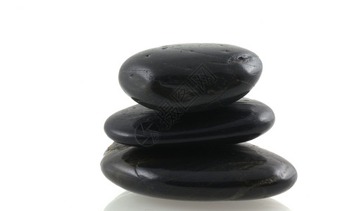黑宝石大理石石头平衡冥想白色放松宏观矿物背景图片