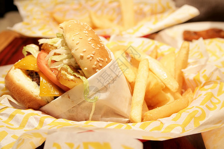 泡菜汉堡汉堡和薯条盘子食物面包营养种子午餐蔬菜烹饪脂肪饮食背景