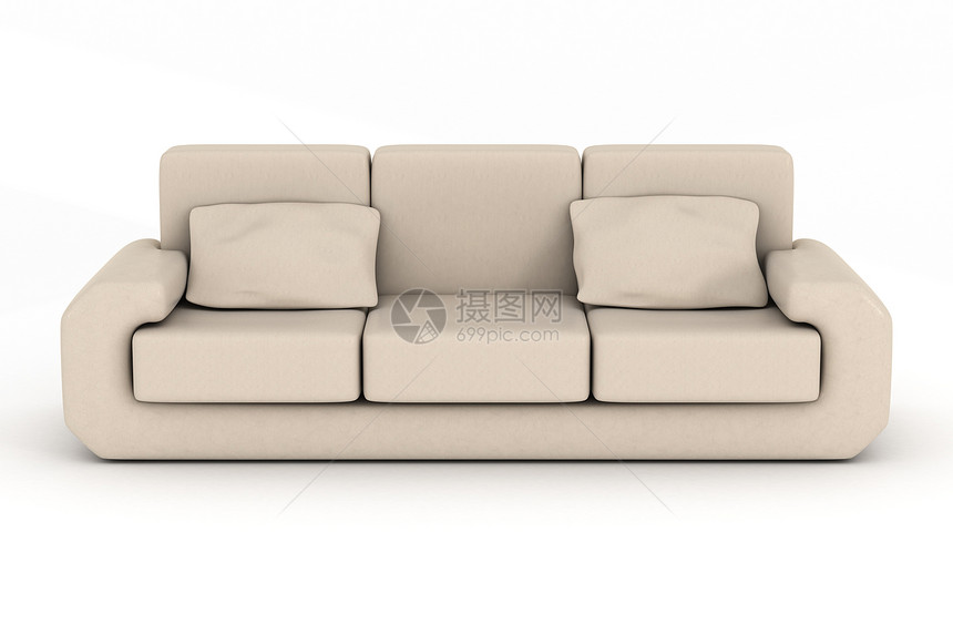 孤立的皮革沙发 内部3D图像扶手房间软垫闲暇皮肤枕头风格摆设座位地面图片