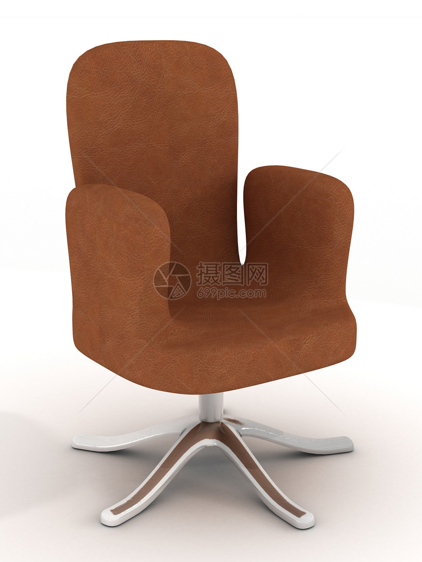 白色背景的软臂椅 3D图像软垫衣服休息长椅阴影家具座位扶手枕头摆设图片