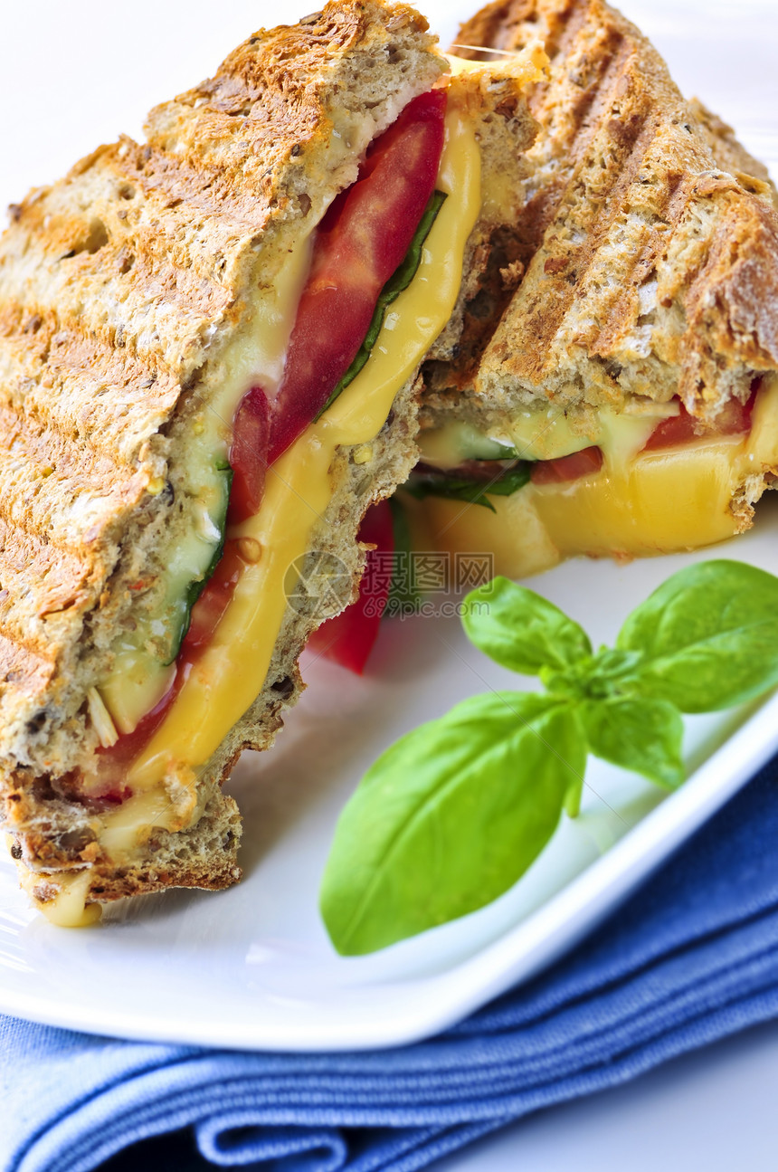 灰奶酪三明治美食盘子午餐食物蔬菜面包白色服务营养健康图片