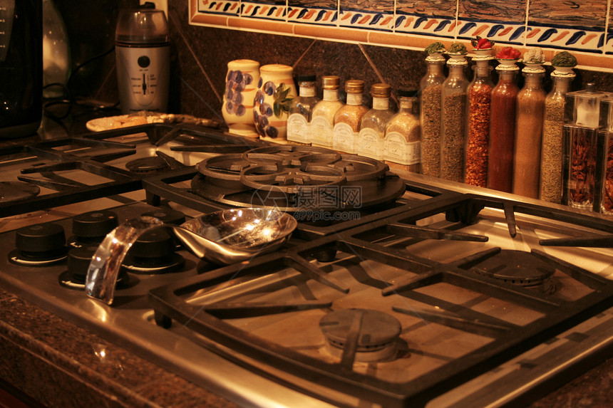 厨房烤箱金属木头橱柜台面陶瓷奢华内阁火炉房间图片