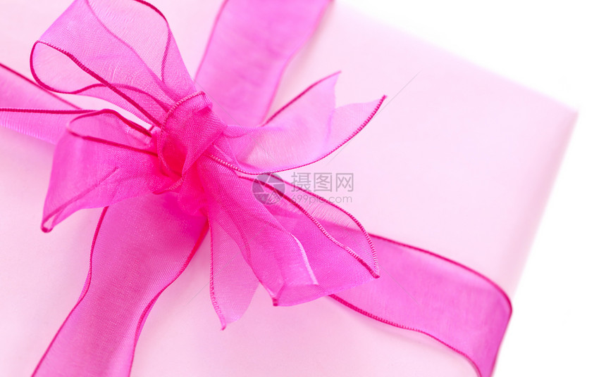 粉红礼品盒宏观白色派对购物粉色生日装饰丝带惊喜盒子图片