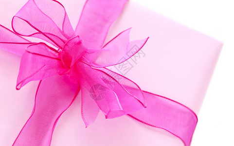 粉红礼品盒宏观白色派对购物粉色生日装饰丝带惊喜盒子背景图片