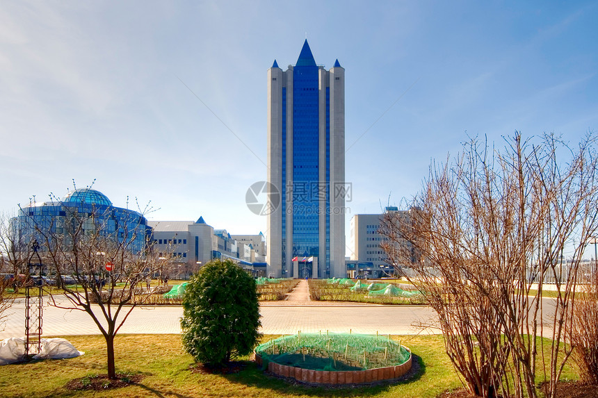Gazprom公司总部阳光景观建造框架气体反射街道蓝色办公室建筑学图片