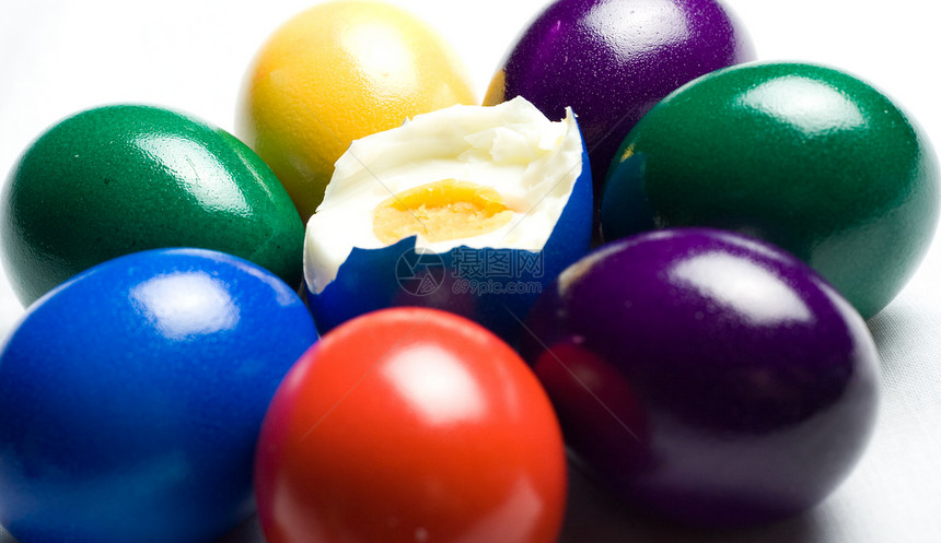 复活鸡蛋传统空白绿色黄色蓝色兔子红色图片