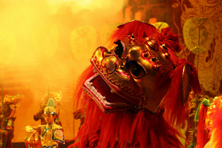 中国狮子文化演员杂技剧院娱乐传统展示背景图片