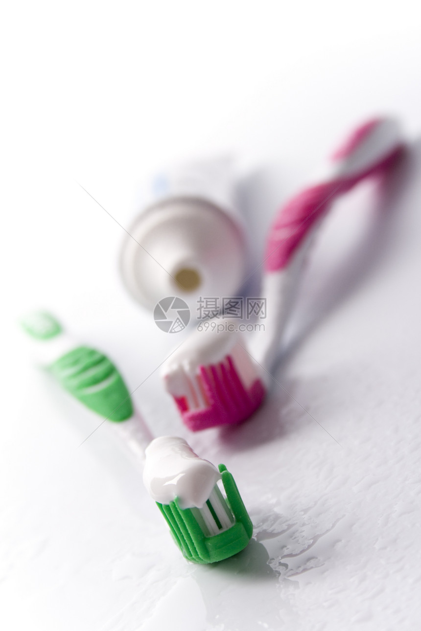 牙膏和牙刷绿色牙科美丽治疗药品白色化妆品茶点卫生产品图片
