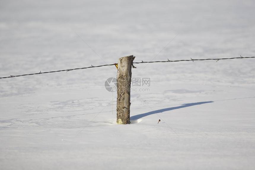 雪中静态压实电线栅栏图片