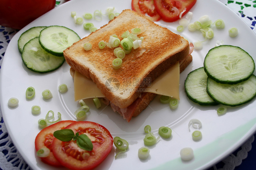 三明治黄瓜早餐面包小吃午餐食物图片