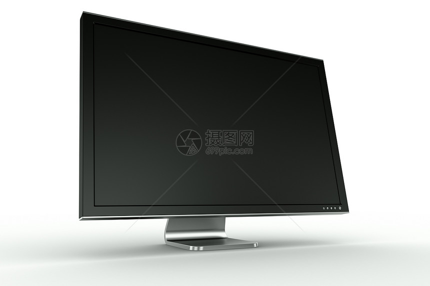 黑色塑料和铝色显示器屏幕控制板办公室液晶技术薄膜电子晶体管渲染计算机图片