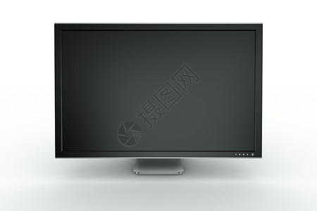 黑色塑料和铝色显示器计算机电脑渲染展示技术液晶办公室电子屏幕宽屏背景图片