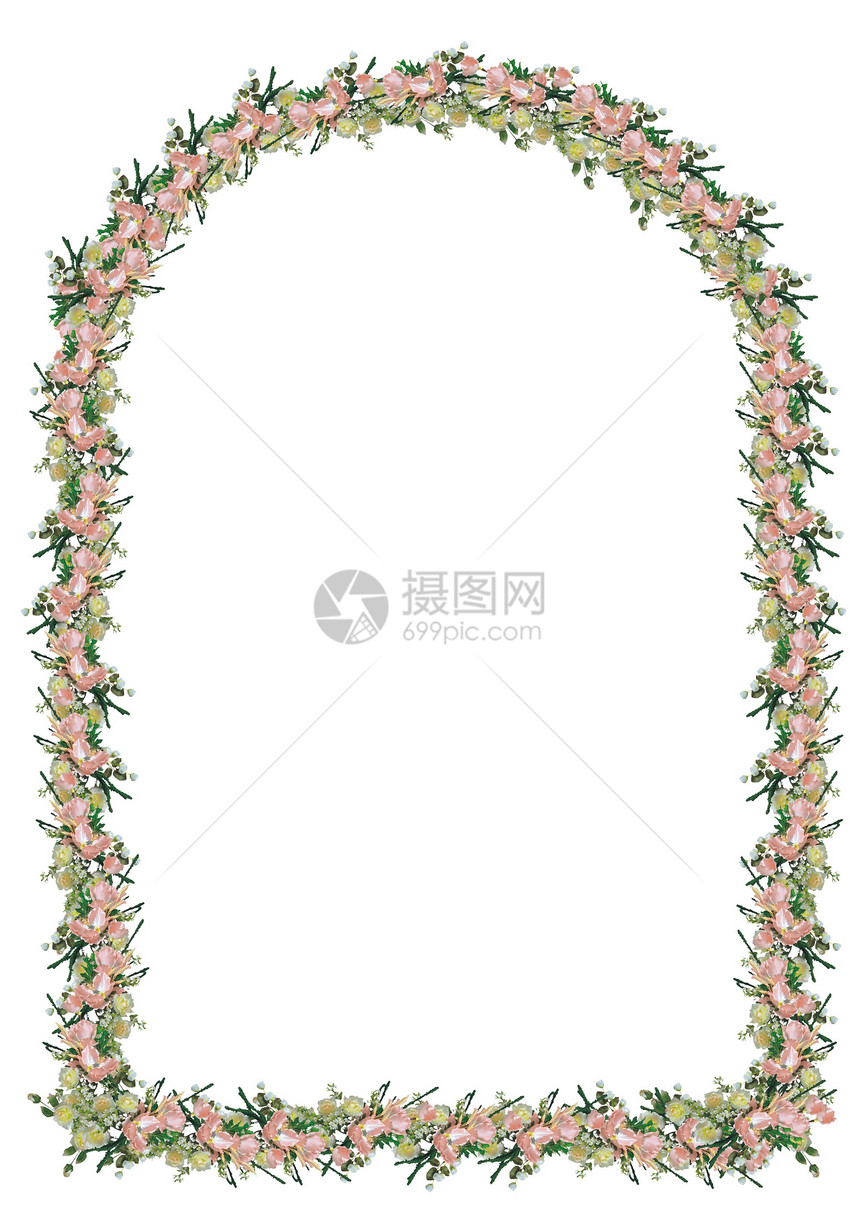 摘要边界 鲜花圆圈白色花束装饰弹簧角落美丽曲线框架玫瑰图片