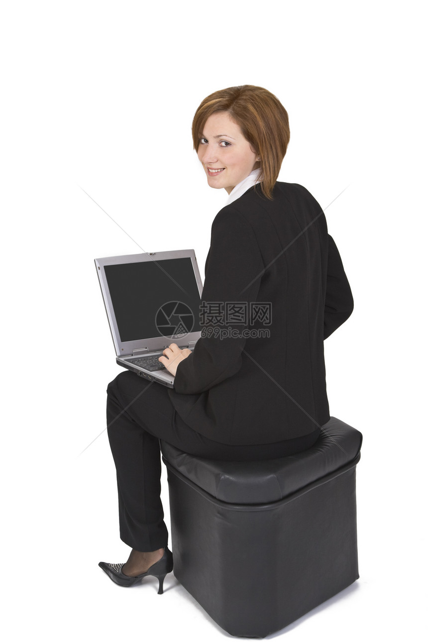拥有膝上型电脑的女商务人士商务青年学生技术数据工作展示套装笔记本互联网图片