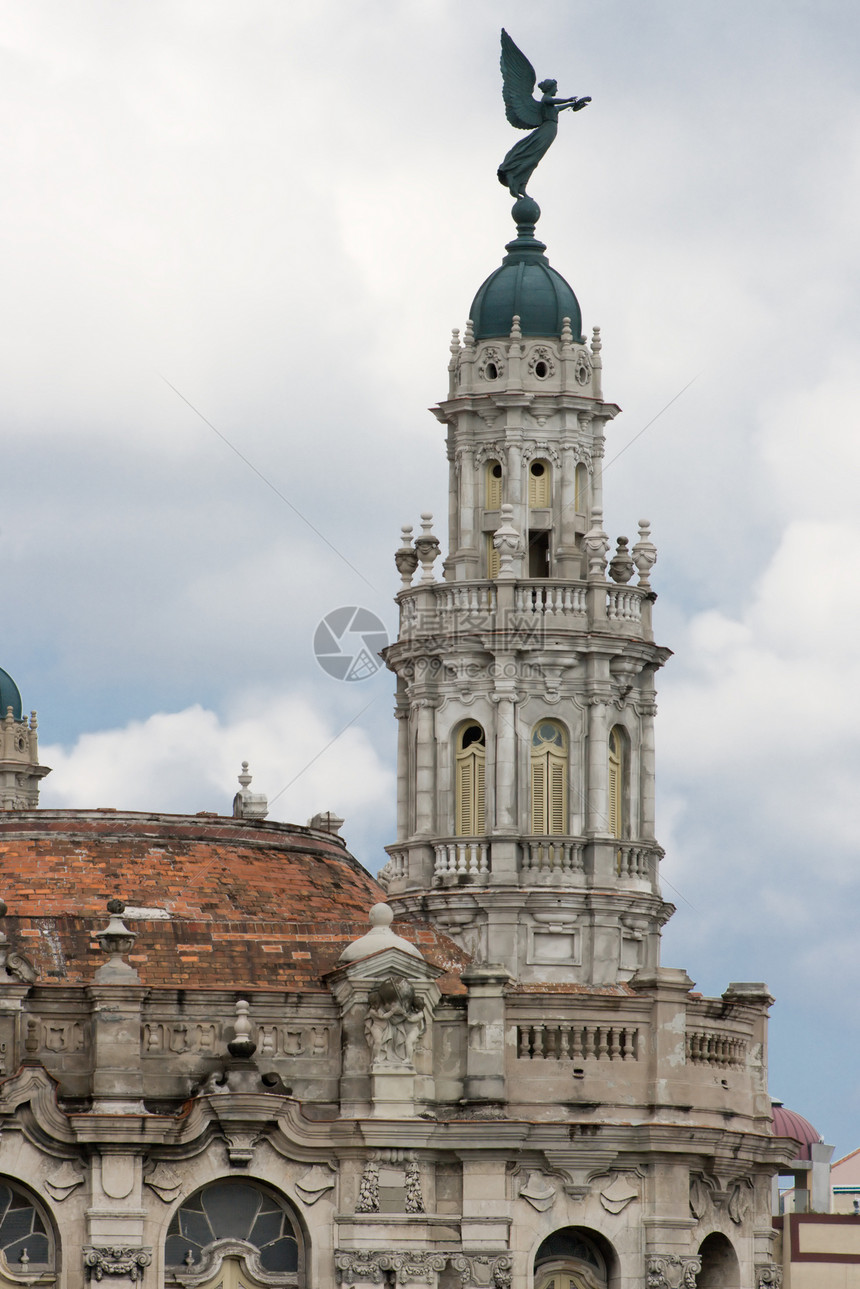 哈瓦那大剧院纪念碑圆顶建筑历史旅游雕像文化城市石头天空图片