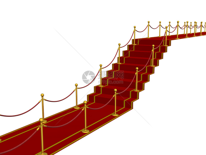 红色地毯路径在梯子上 3D图像职业插图庆典竞赛运动名声荣耀脚步胜利优胜者图片