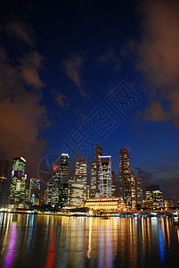 新加坡天线旅行景观反射天际夜景商业蓝天建筑城市背景图片