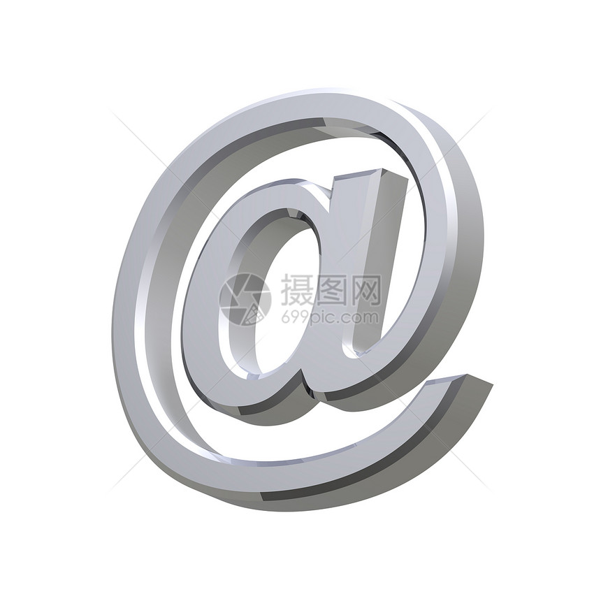 白纸上孤立的银电子邮件信号图片