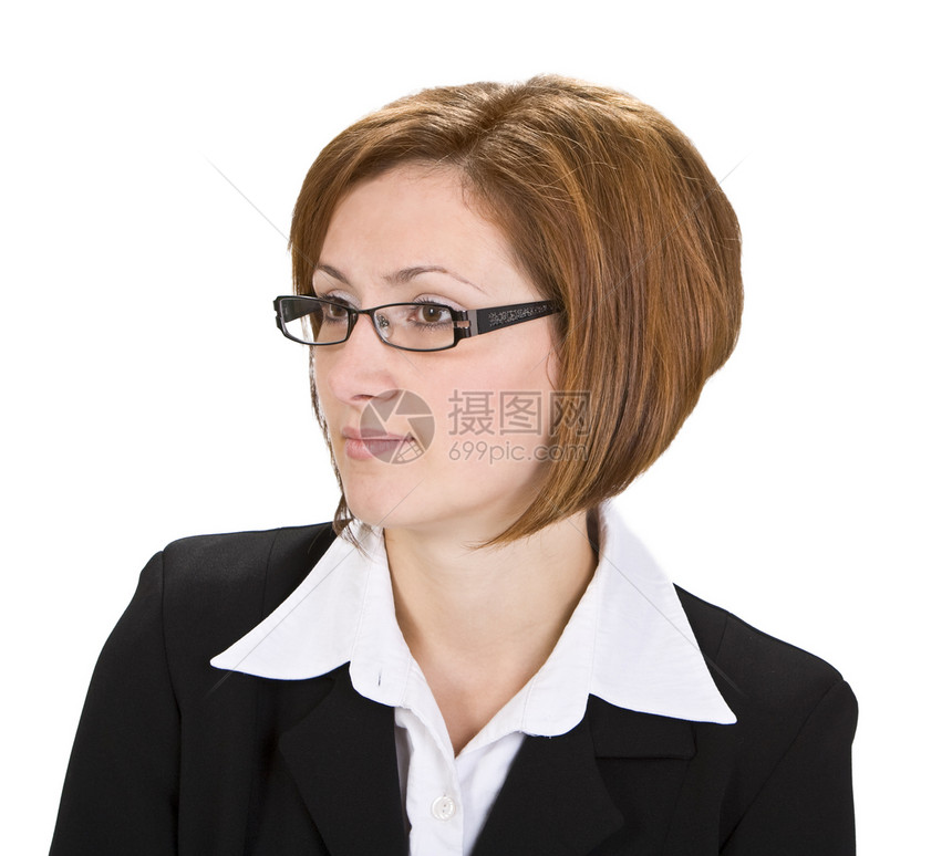 妇女概况棕色人士生意女性化成人头发微笑眼镜商务女性图片