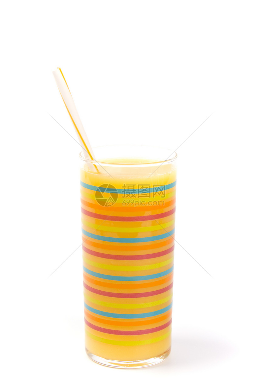 橙汁玻璃黄色甜点红色热带橙子稻草果汁水果食物图片