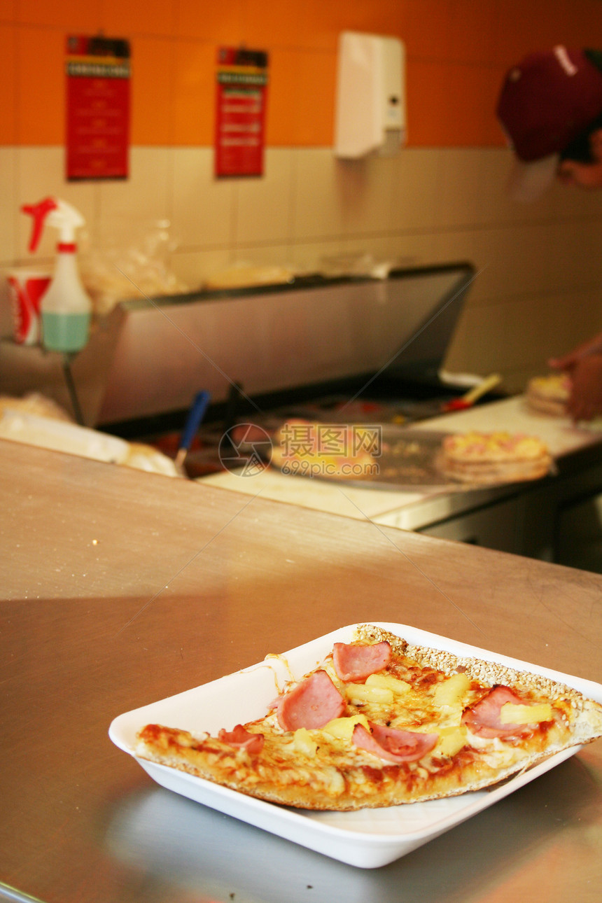 披萨比萨食物店铺午餐商业公司脆皮饮食厨房面包小贩图片