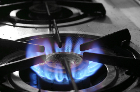蓝色火焰天然气烹饪房子燃料气体厨房活力火炉背景图片