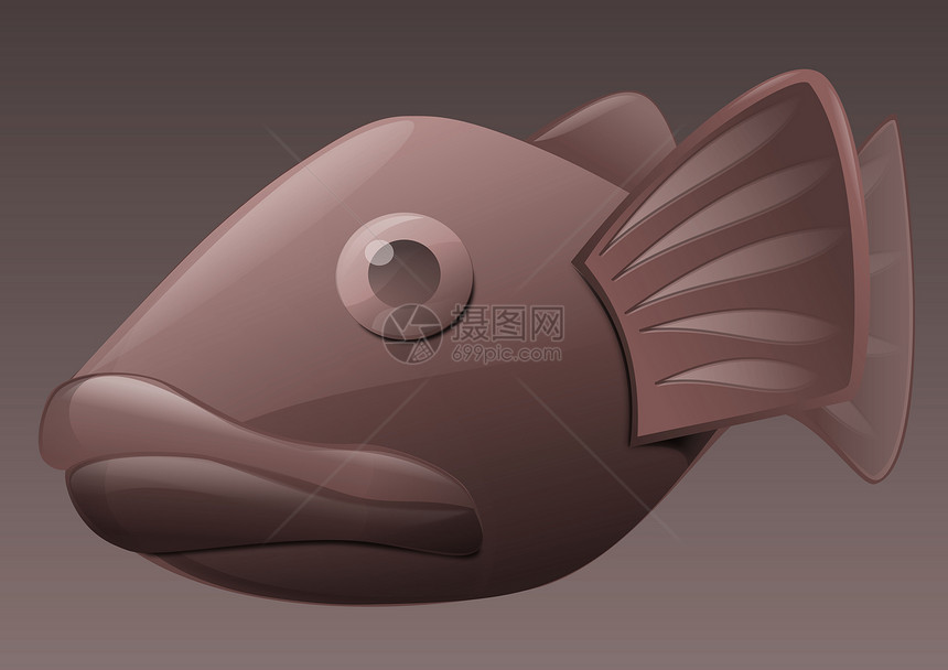 玻璃鱼艺术红色船尾嘴唇玻璃制品棕色眼睛插图图片