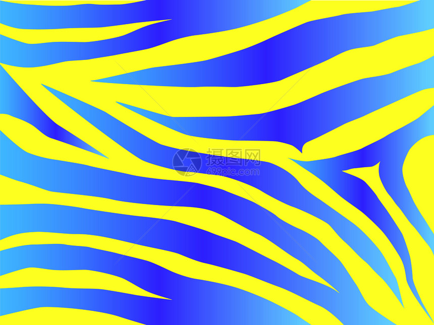 蓝色老虎设计动物情调条纹打印衣服黄色绘画插图异国艺术图片