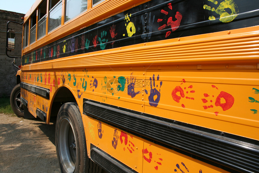 校车反光板驾驶公共汽车民众学生印刷车辆学校金属孩子们图片