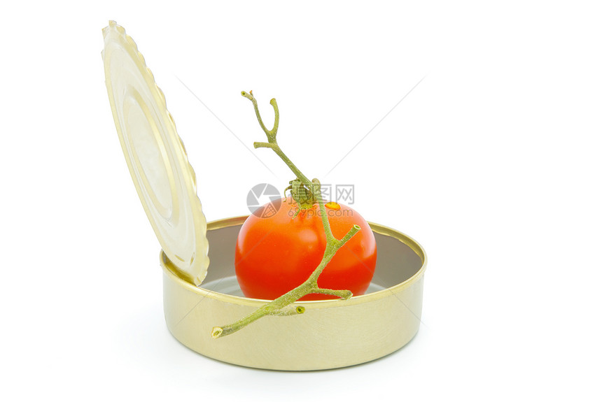 番茄罐头罐头装罐食品杂货贮存白色蔬菜黄色绿色盒子图片
