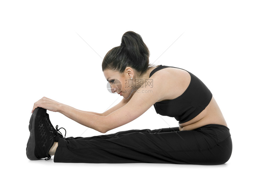妇女健身锻练白色女孩肥胖运动图片