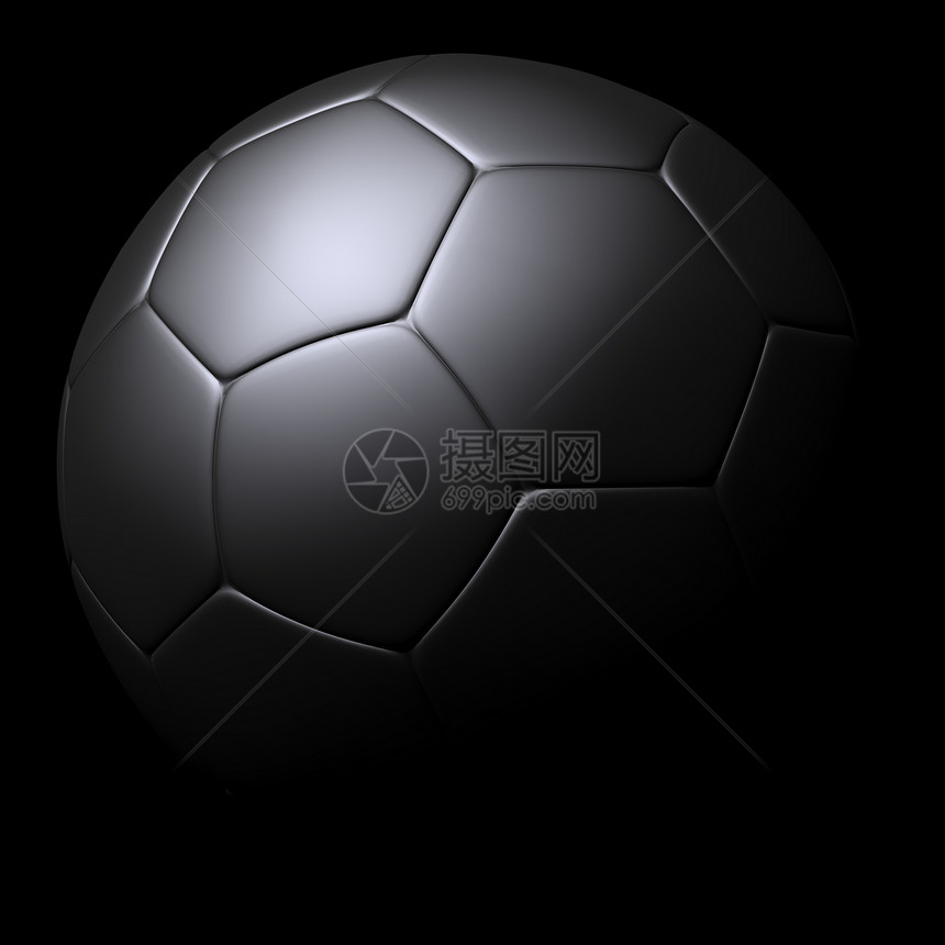 银足球球在黑色背景上被孤立图片