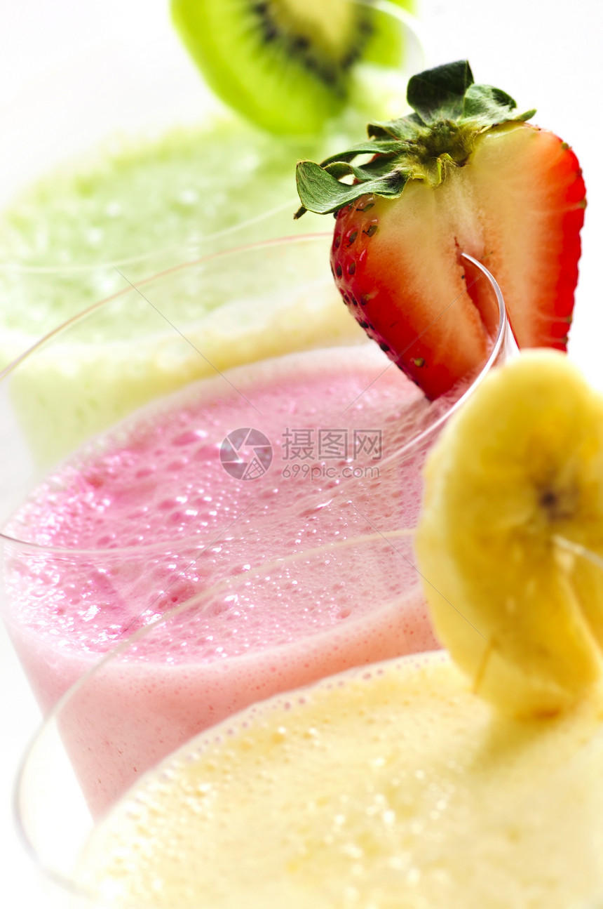 各种水果冰冻香蕉小吃饮料酸奶茶点震动浆果饮食冰沙眼镜图片