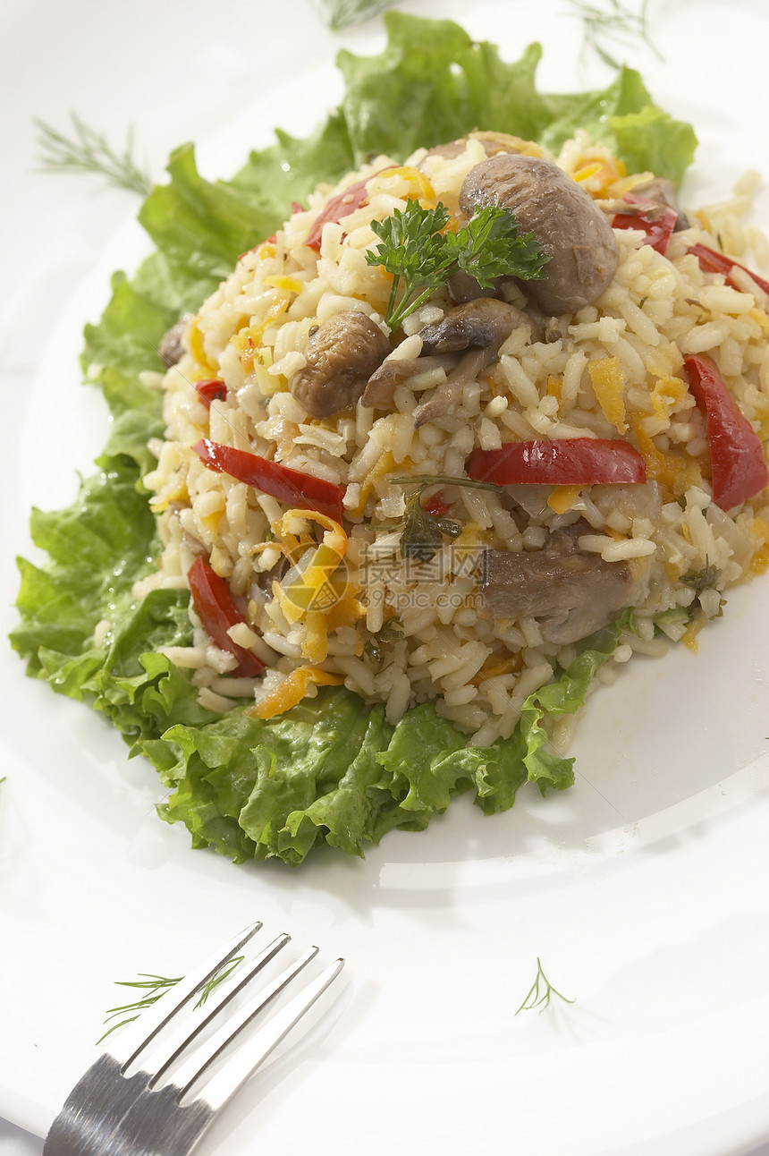 煮熟的米饭  烩饭蔬菜午饭辣椒胡椒盘子用餐午餐饥饿美食粮食图片
