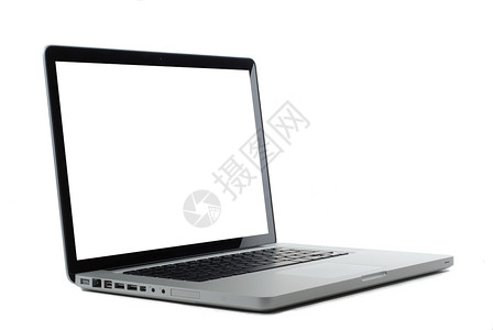 白色上孤立的笔记本电脑屏幕空白商业展示桌面网络监视器技术背景图片