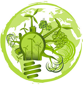 环境设计生态地球活力回收房子插图绿色资源女士海浪背景图片
