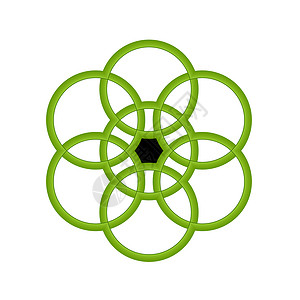 绿圈白色框架圆圈六边形黑色插图背景图片