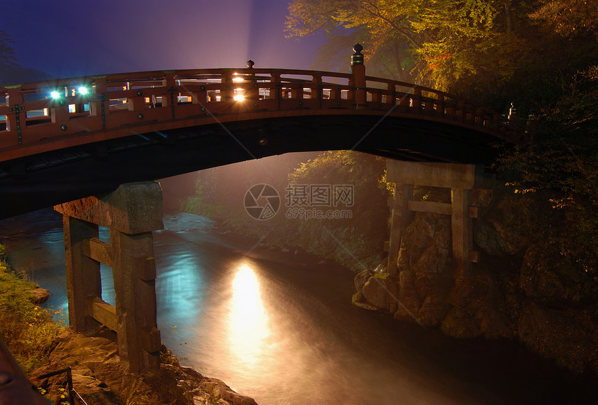 日本桥木头旅游日光城市金子历史蓝色溪流流动森林图片