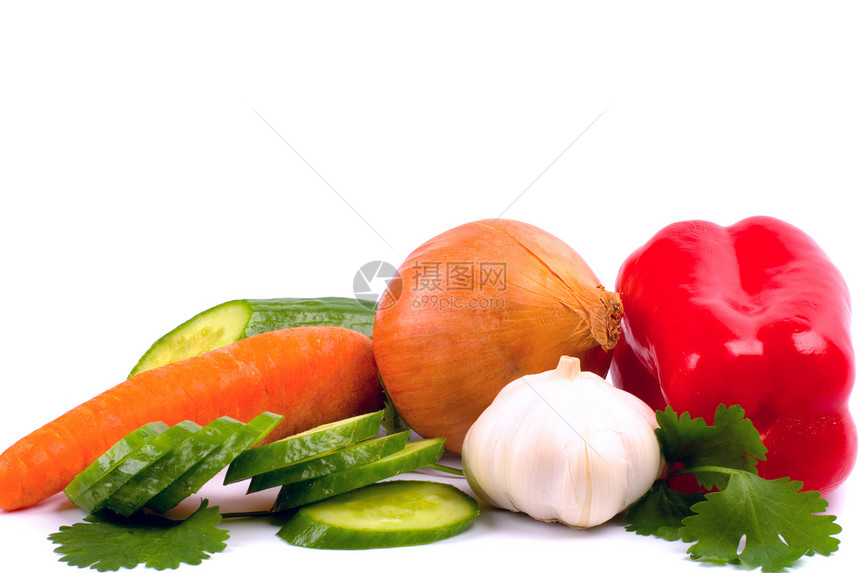 蔬菜团体红色香菜营养橙子胡椒辣椒洋葱绿色烹饪图片