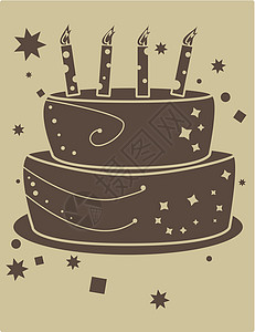 生日蛋糕矢量蜡烛插图食物棕褐色棕色空间庆典甜点背景图片