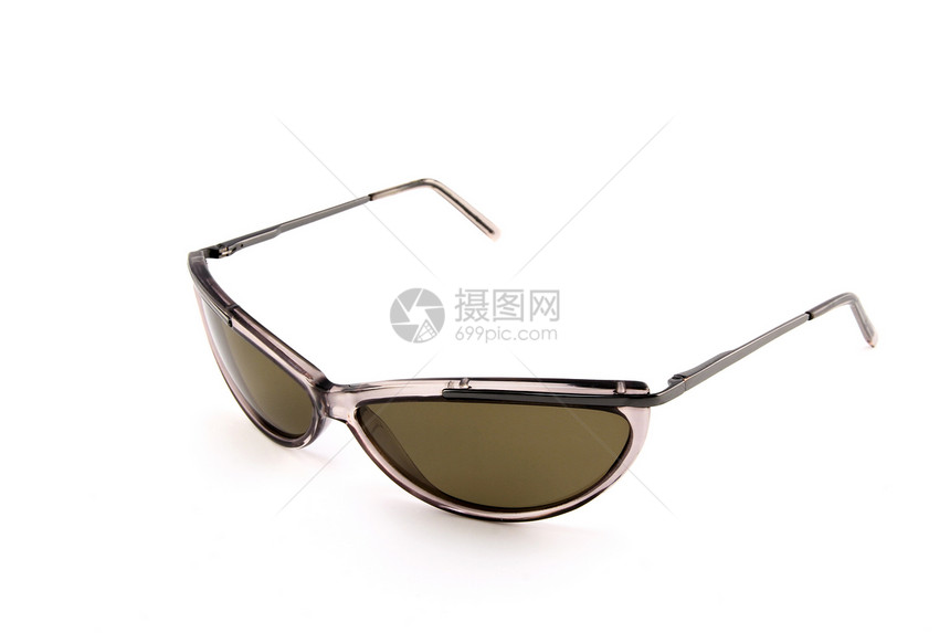 白色背景的棕墨镜棕色塑料玻璃紫外线太阳镜配饰图片