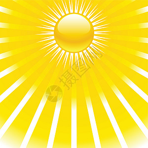 夏季黄色太阳照耀背景矢量背景图片