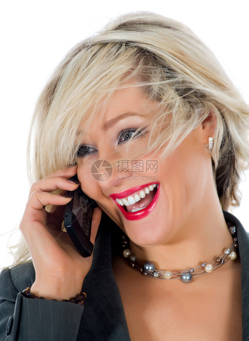 商业妇女打来电话女士成人金发商务女性销售量人士工人幸福职业图片