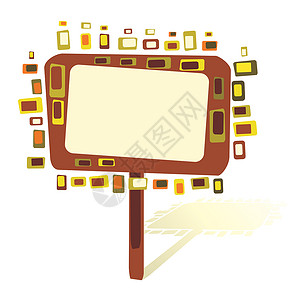 复古广告牌空白的倒式广告牌插画